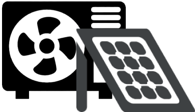 Symbol für Photovoltaik und Wärmepumpe